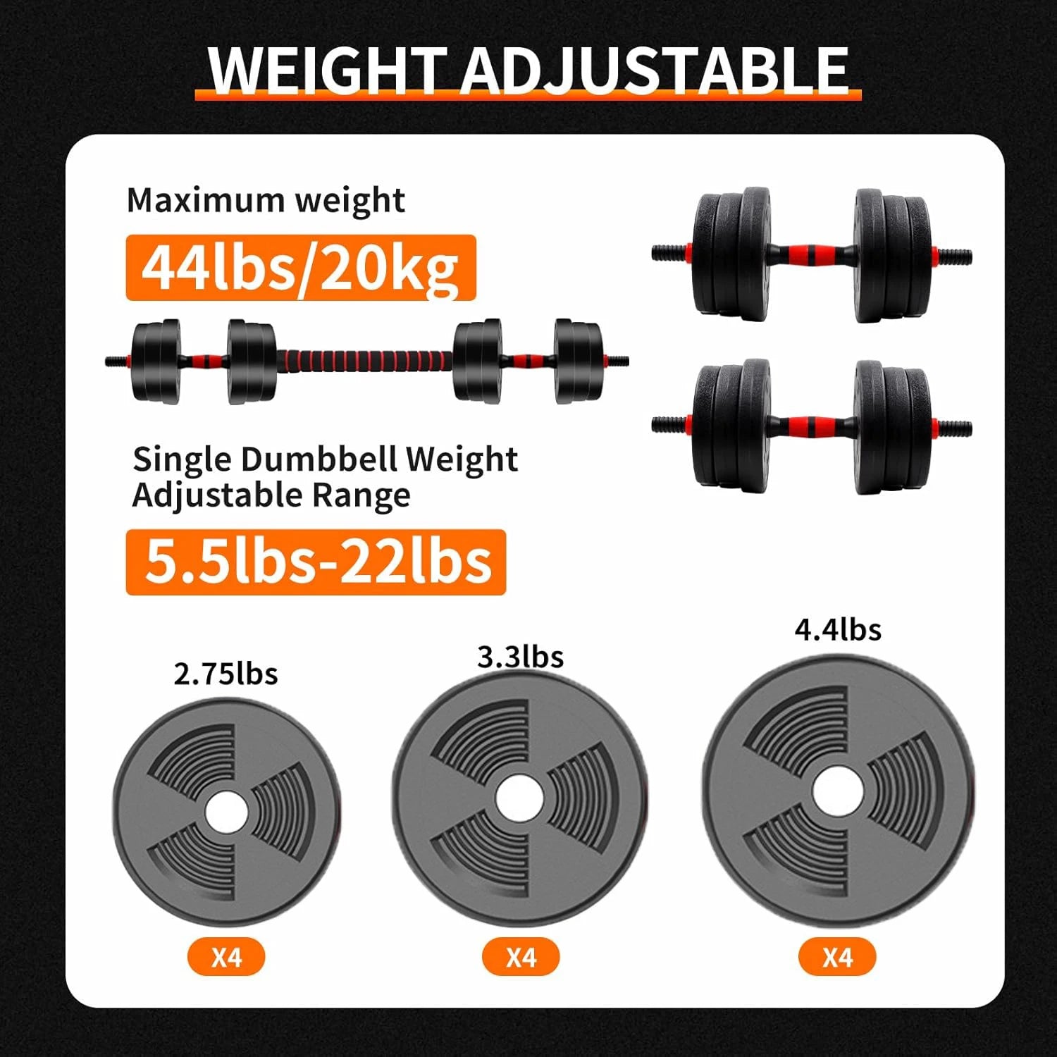 ForgeFlex Adjustable Dumbbell & Barbell Set (5–44LB)
