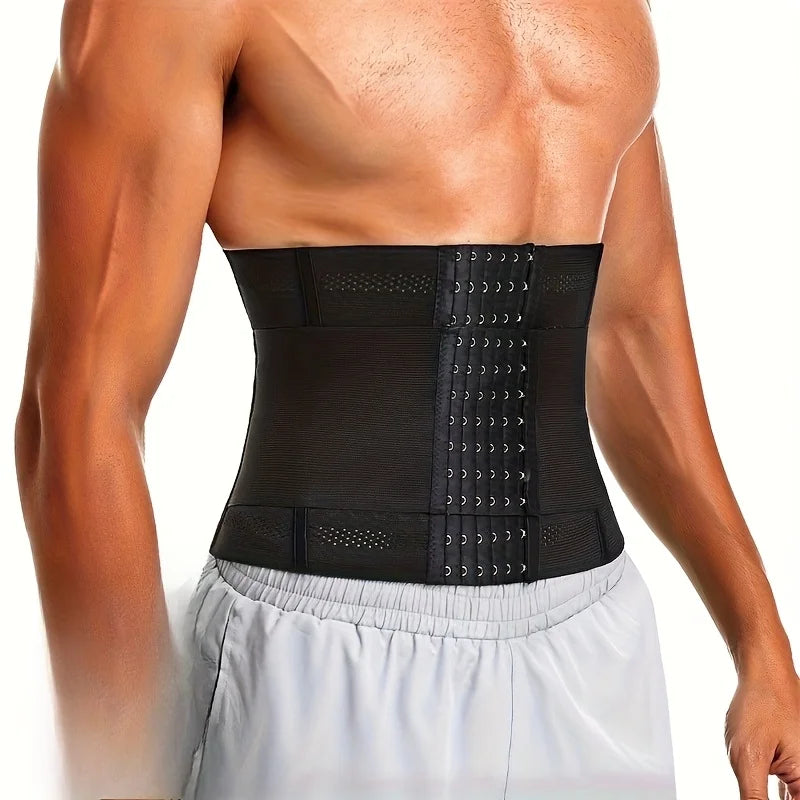 Men's Waist Support Trainer Girdle, Adjustable Workout Belt and Gym Equipment for Core Stability, Breathable Fitness Waist Shape