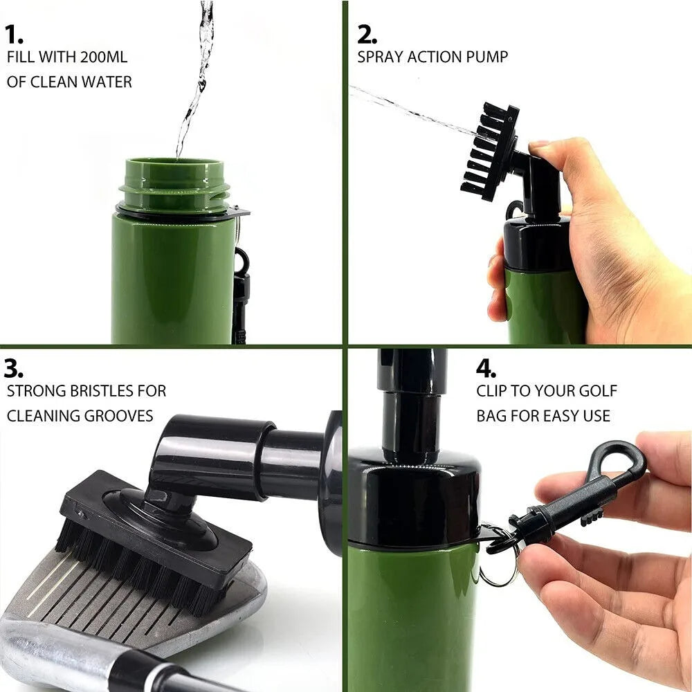 Golf Club Groove Cleaner Brush Leakproof Spray Bottle