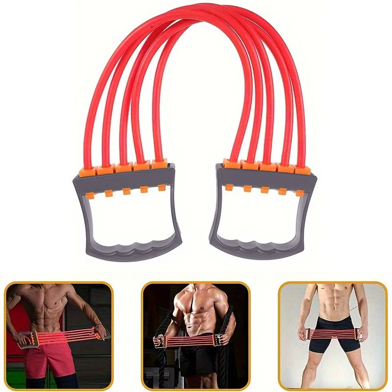 Full Body Workout Set - Chest Expander with 5 Removable Resistance Bands for Pilates, Push Ups, and Muscle Training - Strengthen