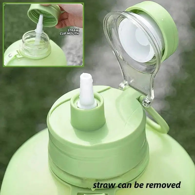2.4 Liter Sports Water Bottle With Straw Large Capacity Fitness With Scale Gradient Kettle Outdoor Plastic Portable Water Bottle